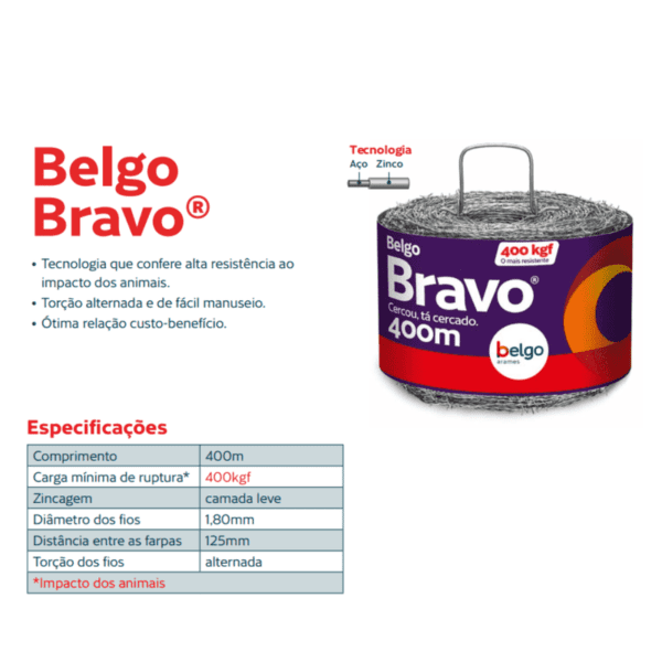 Arame Farpado Bravo Belgo® - 400m