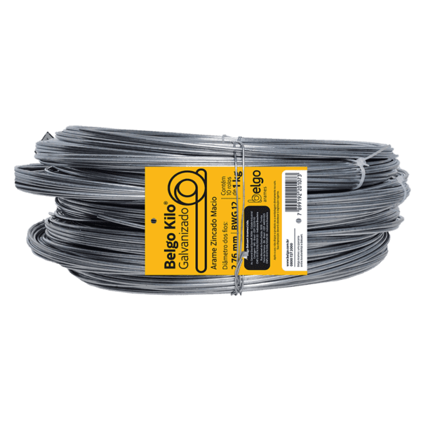 Arame Galvanizado Belgo Kilo - 2,76 1kg - Feixe com 10 rolos - 10 KG