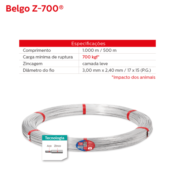 Arame Liso Z700 Belgo® | Arame Ovalado 500m