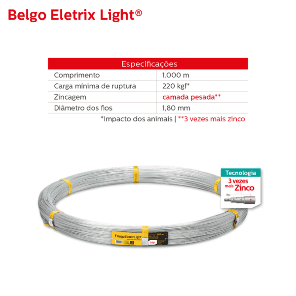 Arame para Cerca Elétrica Belgo Eletrix Light Gvd 1000m