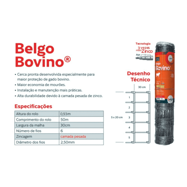 Cerca Pronta Tela Belgo Bovino - 50m