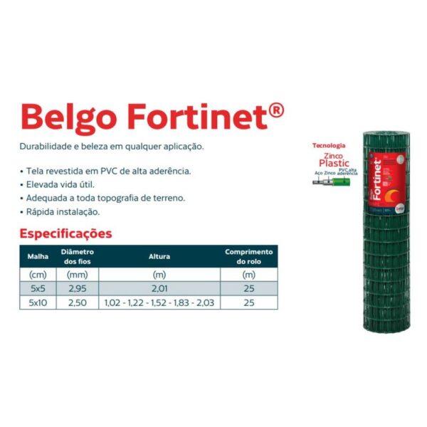 Tela Belgo Fortinet Family Fio 2,50mm - 5 x 10cm x 1,52m x 25m