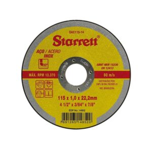 Disco de Corte 4"1/2-115X1,0X22,2mm - Starrett