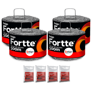 Kit Cerca | 4 Rolos Arame Fortte 500m + 4 Pacotes Grampo 1 KG Galvanizado Grande 9 X 1"